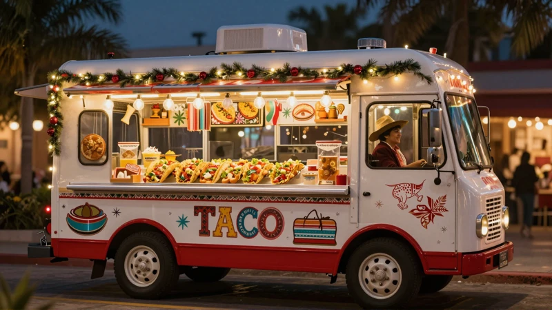 Tacos festivos en Navidad con ambiente mágico