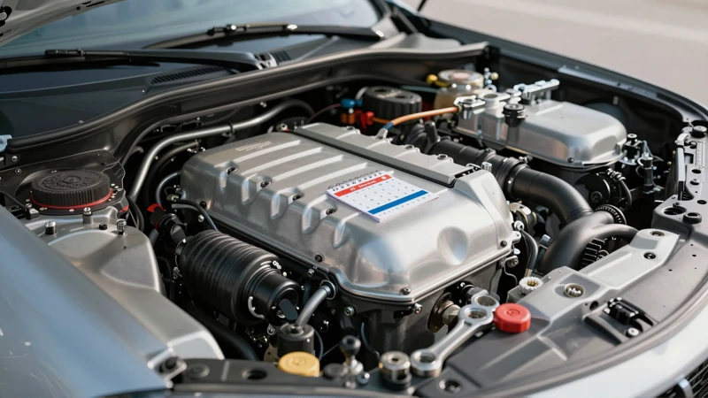 Motor de auto moderno con herramientas y toque artístico