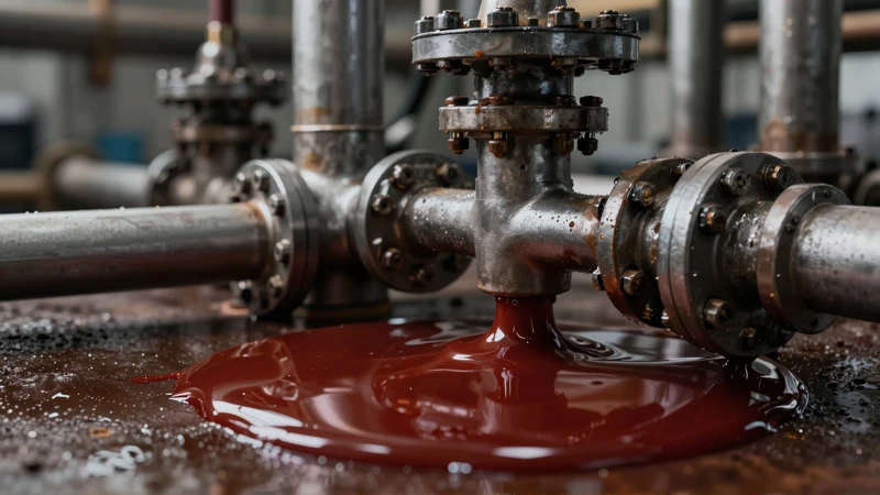 Detalle cinematográfico de combustible y tuberías industriales