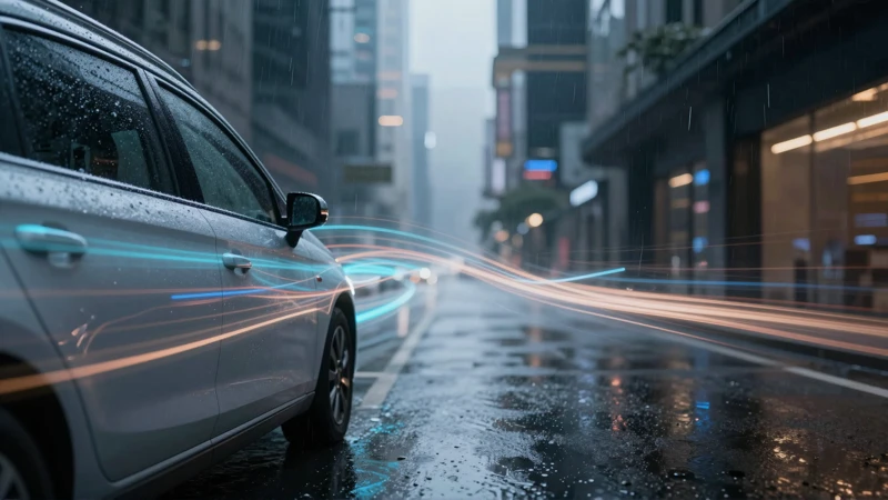 Perfil estilizado con energía brillante en ciudad futurista