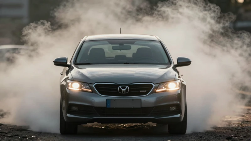 Automóvil en smog con luz dramática