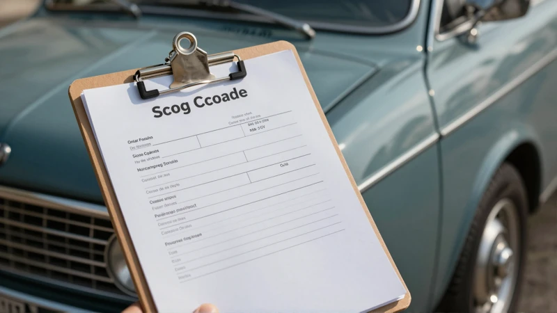 Auto clásico inspeccionado en atmósfera cinematográfica
