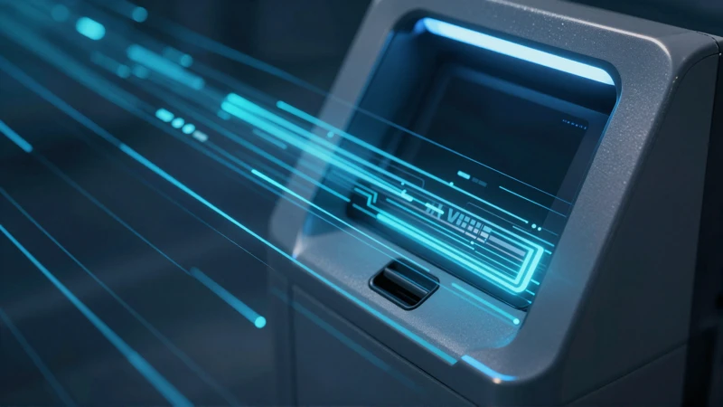 Pantalla futurista con flujo de datos brillante