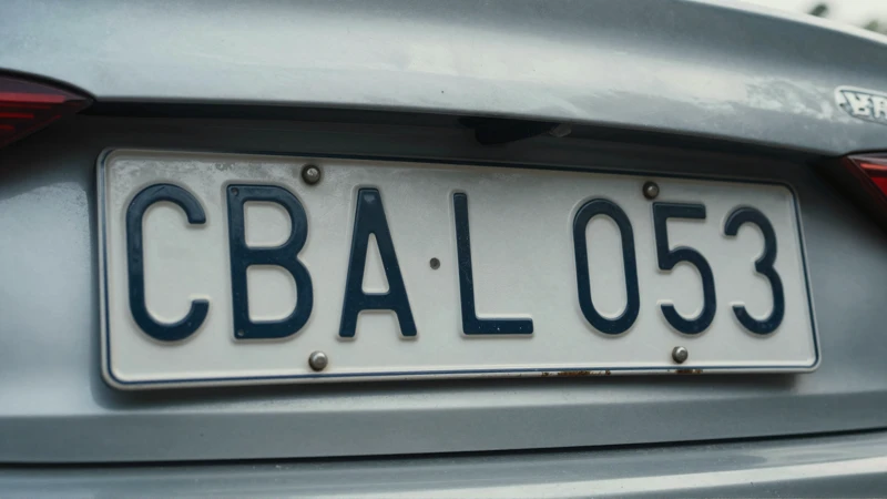 Placa de matrícula dañada en un coche moderno
