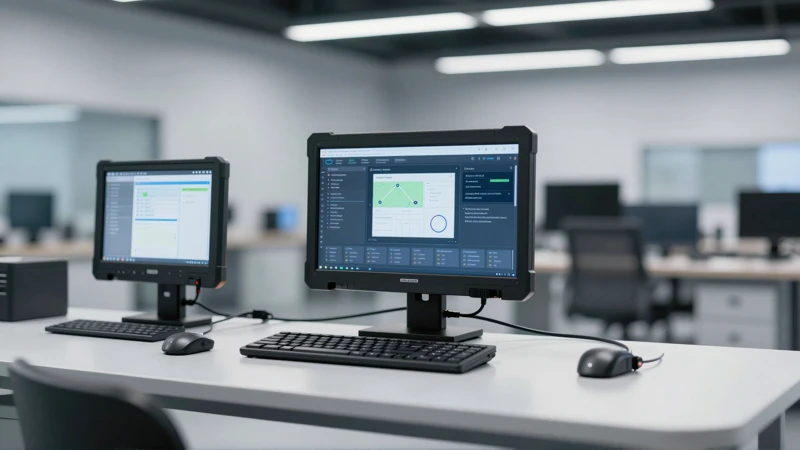 Taller moderno con vehículo y equipos de diagnóstico