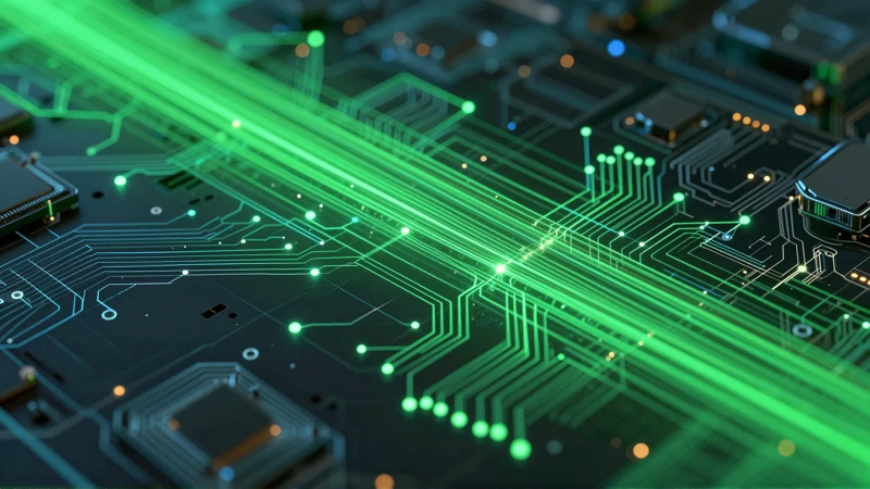 Circuitos verdes de alta tecnología iluminados