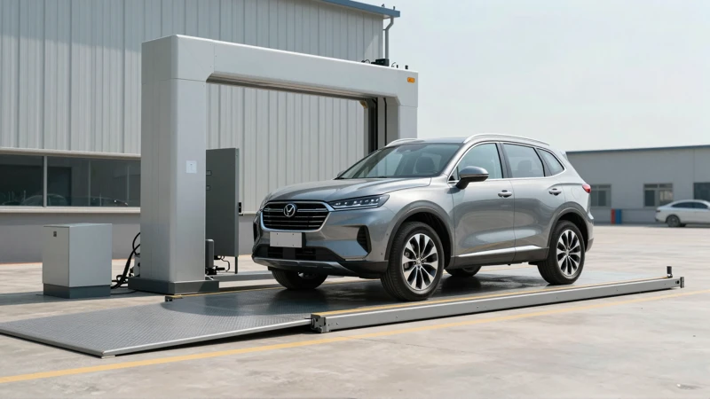 SUV en plataforma de inspección en día claro